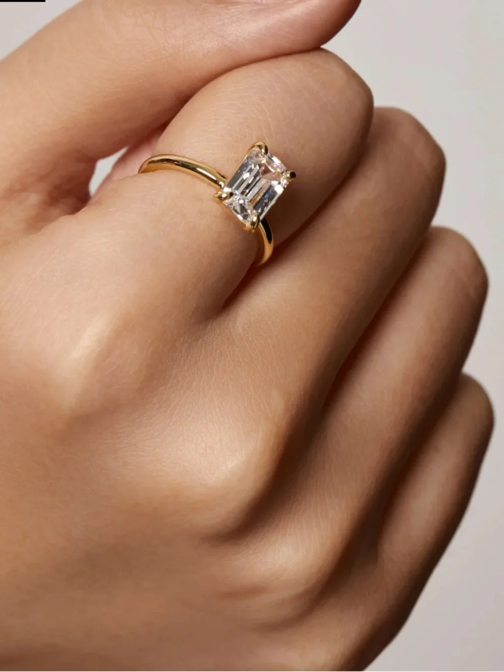 Emerald-Cut Solitaire CZ Ring in Silver